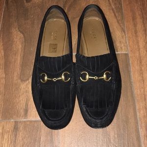 Black Gucci Suede Loafers